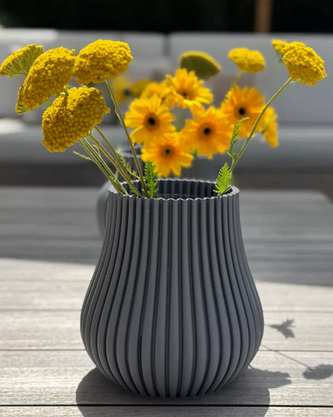 Vaso 3D Drop, Ø 21 cm, altezza 20 cm, Grigio Cenere