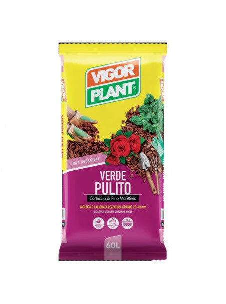 Verde Pulito Corteccia di Pino Marittimo VigorPlant 60 L Pezzatura 25/40